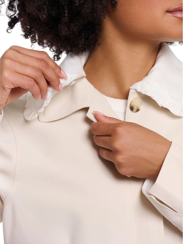 Beige korte jas met witte kraag Richelle Rino Pelle