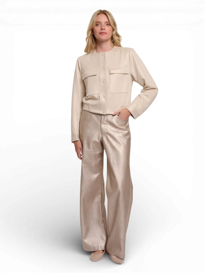 Beige casual gilet met knoopsluiting Hevi Rino Pelle