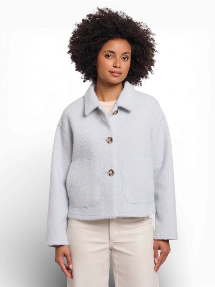 Lichtblauwe gilet met knoopsluiting Esia Rino Pelle