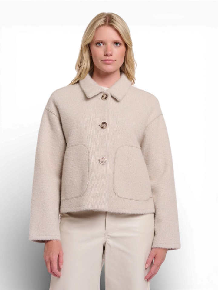 Beige gilet met knoopsluiting Esia Rino Pelle