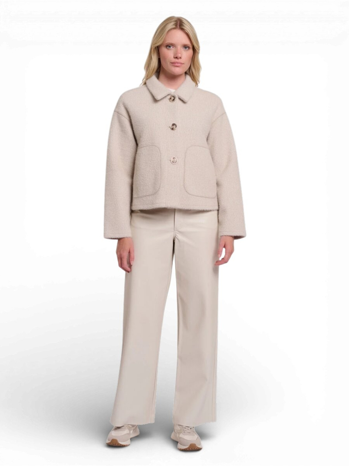 Beige gilet met knoopsluiting Esia Rino Pelle