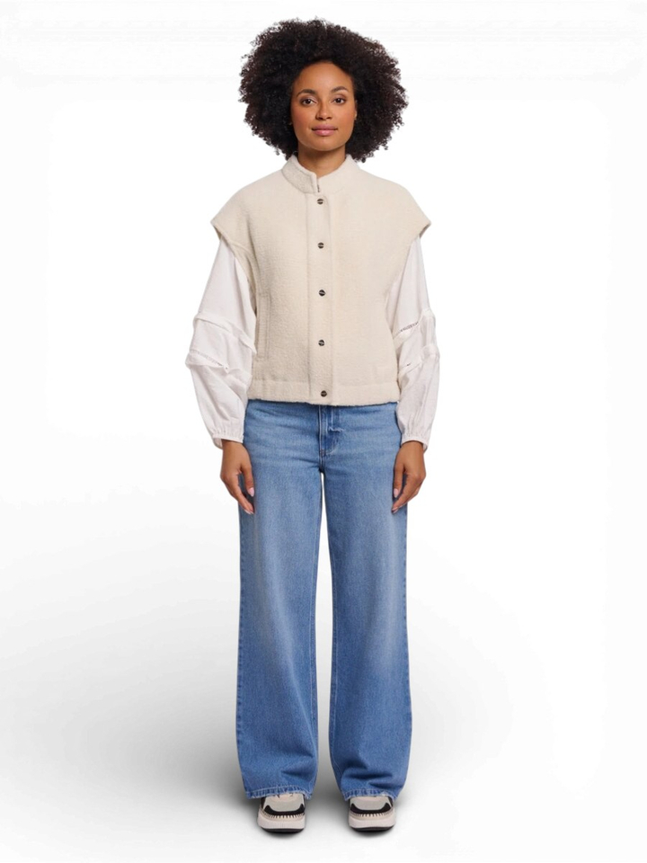 Beige gilet met knoopsluiting Teuntje Rino Pelle