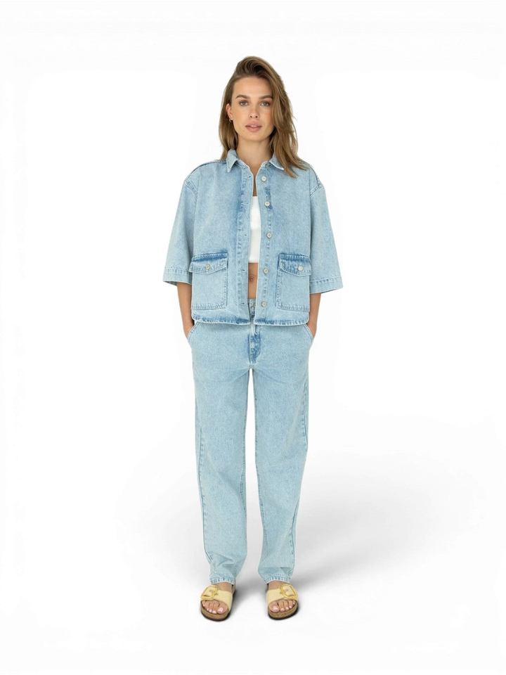 Licht blauwe vintage jeansjas met korte mouwen Bizar MSCW