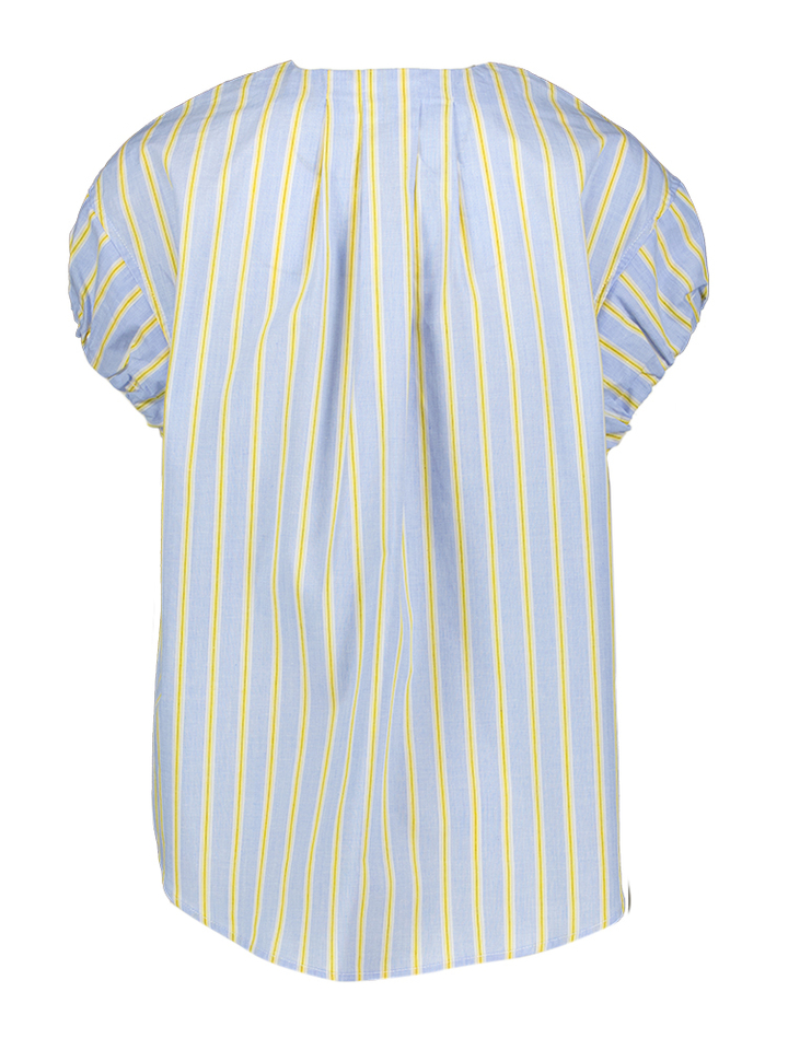Blauwe katoenen bloes met gele strepen Leonie JC Sophie 