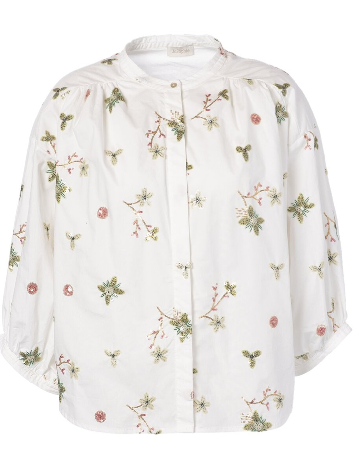 Witte blouse met bloemendetail Luna JC Sophie 