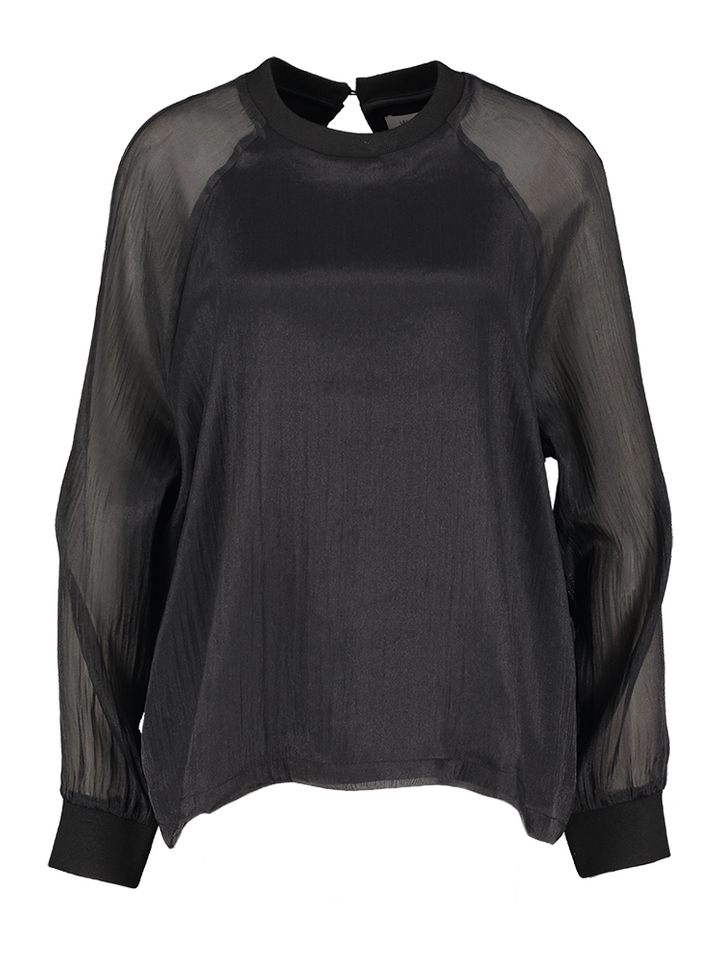 Zwarte organza blouse met lange mouwen Maaike Les Soeurs