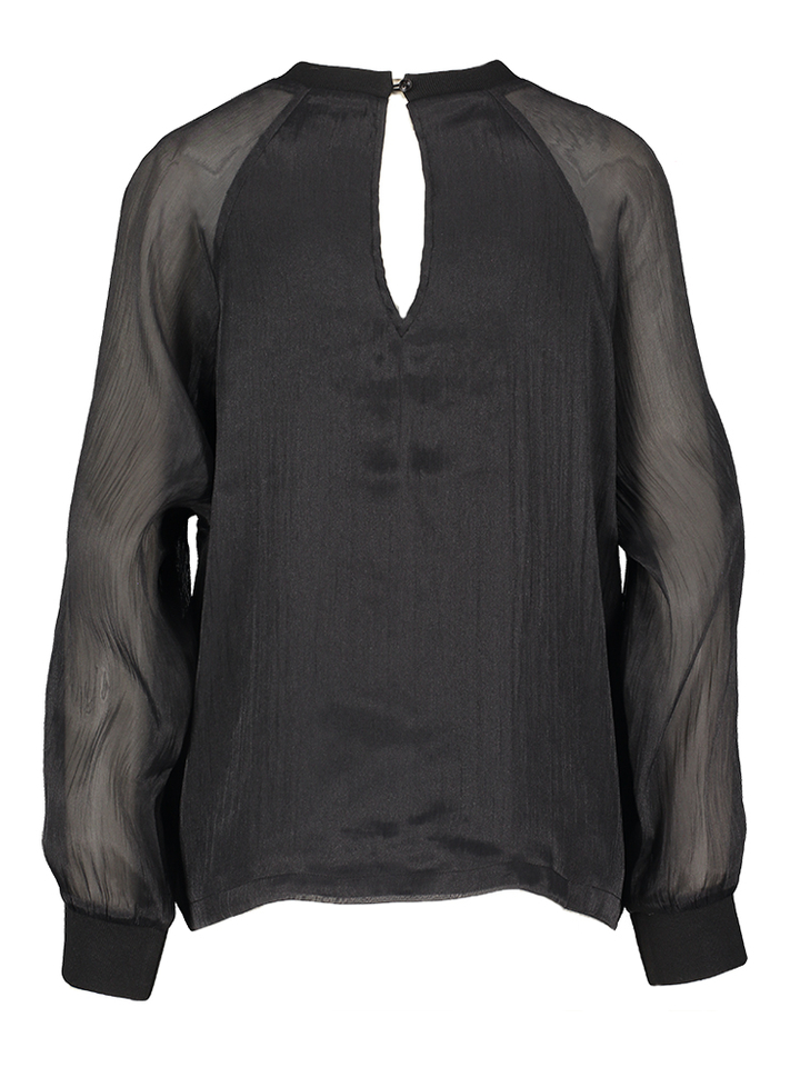 Zwarte organza blouse met lange mouwen Maaike Les Soeurs