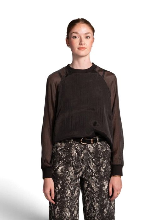 Zwarte organza blouse met lange mouwen Maaike Les Soeurs