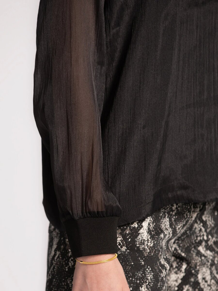 Zwarte organza blouse met lange mouwen Maaike Les Soeurs