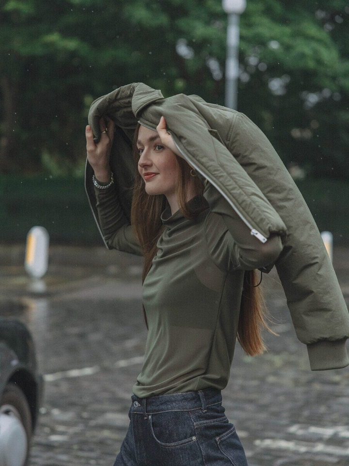 Kaki groene doorzichtige t-shirt Marloes Les Soeurs