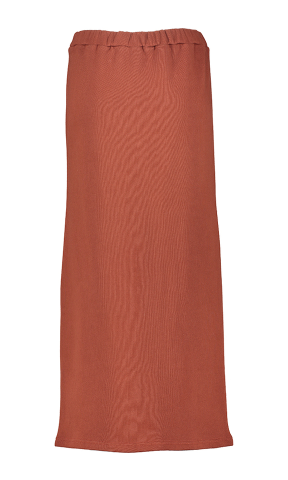 Roestkleurige midi rok met elastiek en split Mika Les Soeurs