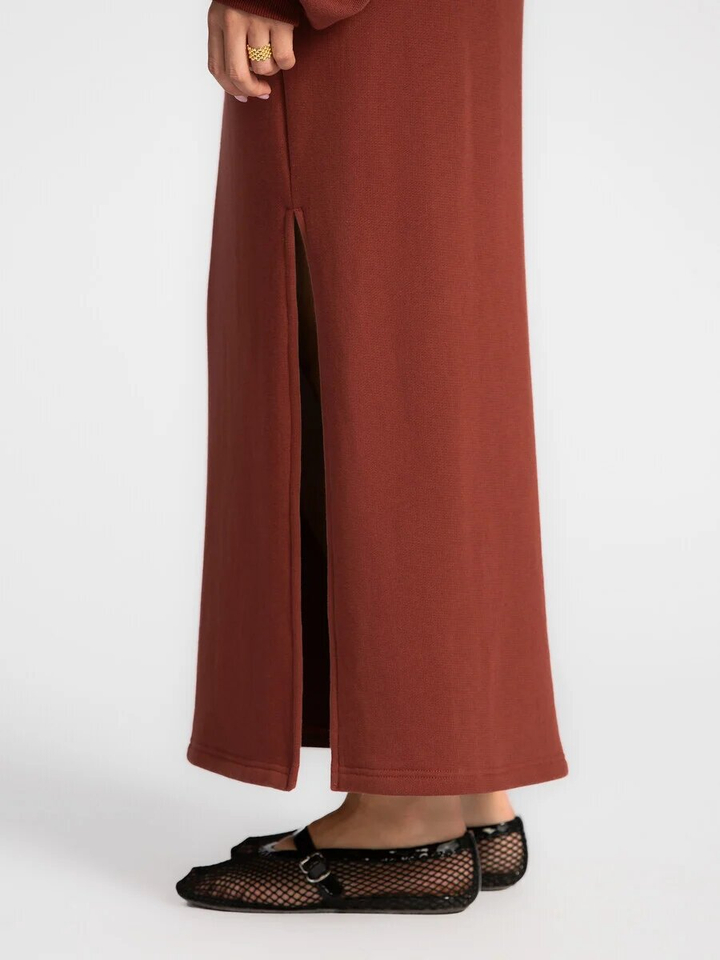 Roestkleurige midi rok met elastiek en split Mika Les Soeurs