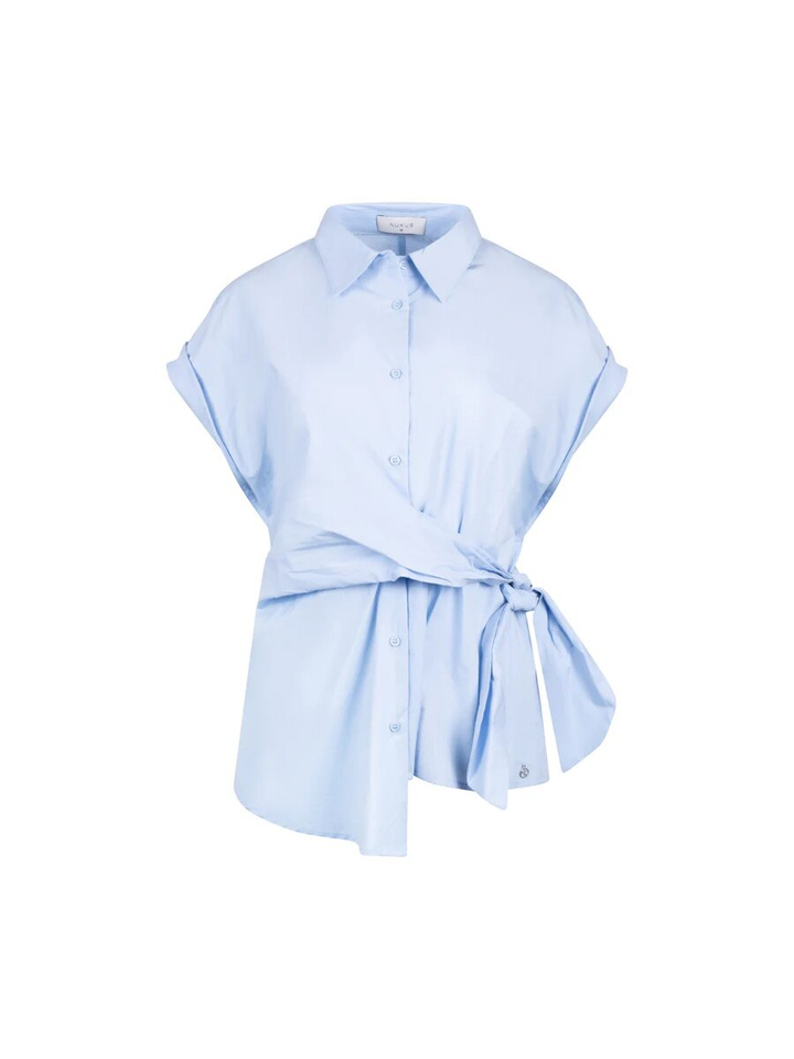 Lichtblauwe blouse met knoopsluiting Aneta Nukus