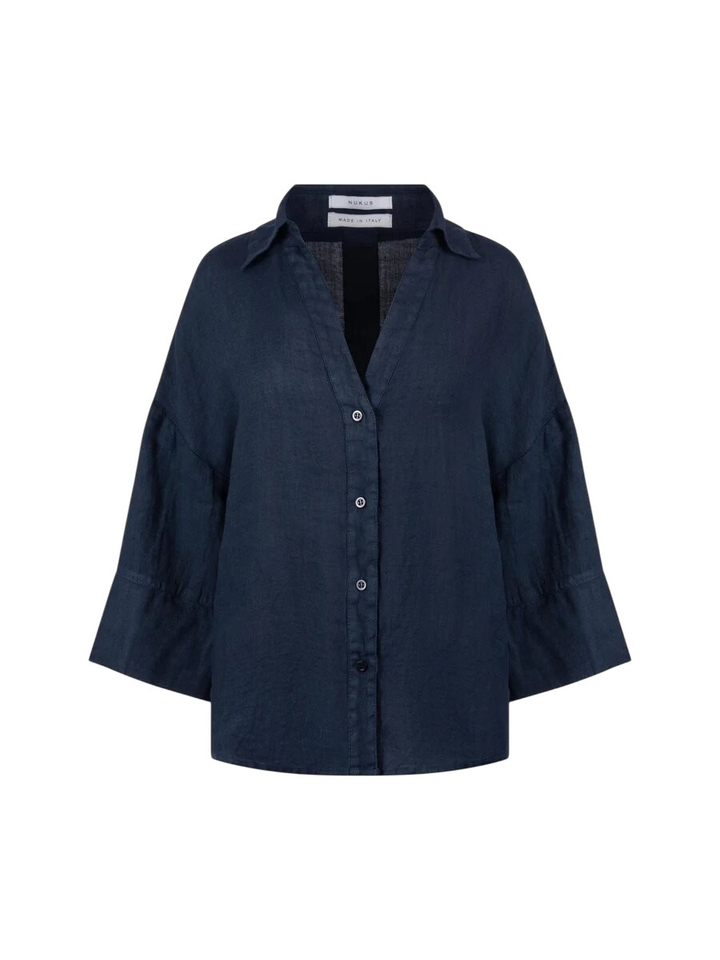 Blauwe linnen blous Erin Nukus 