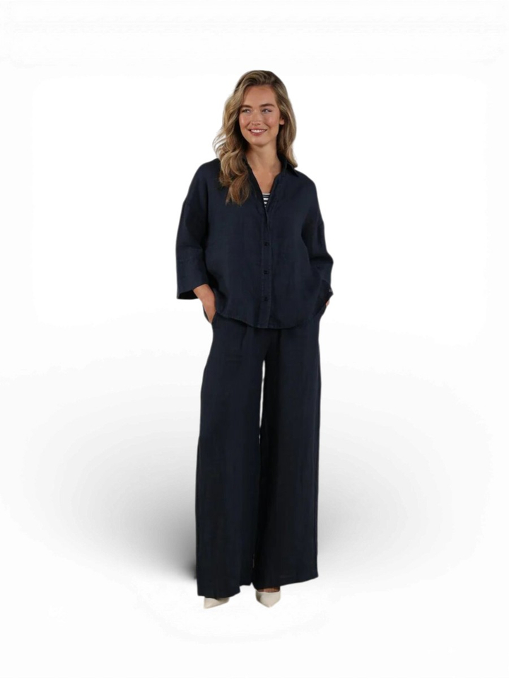 Blauwe linnen blous Erin Nukus 