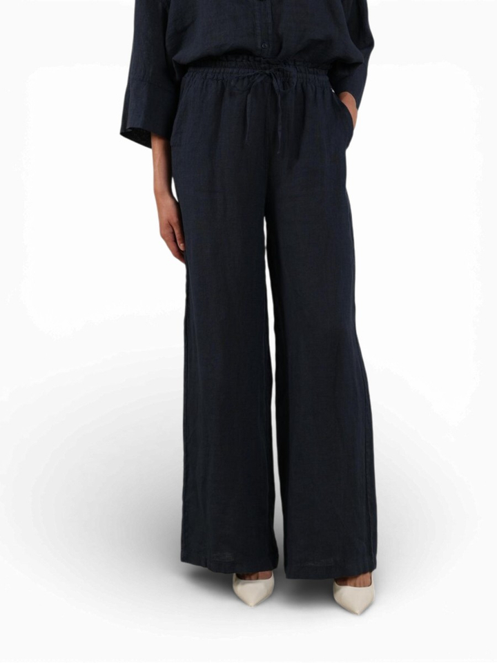 Blauwe linnen loose fit broek Kelly Nukus 