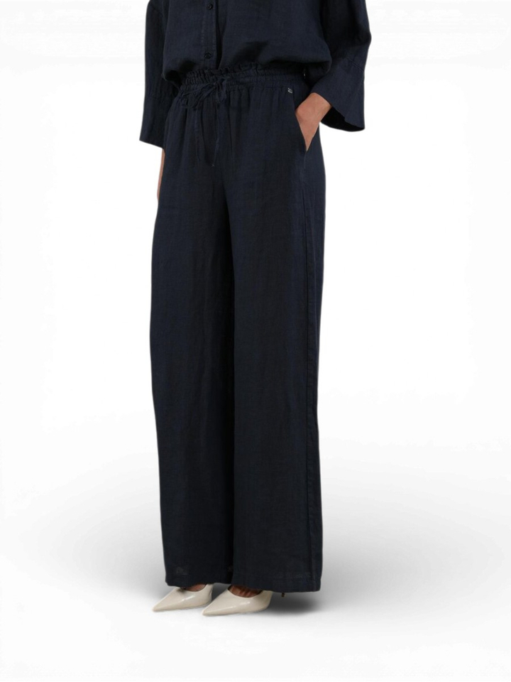 Blauwe linnen loose fit broek Kelly Nukus 