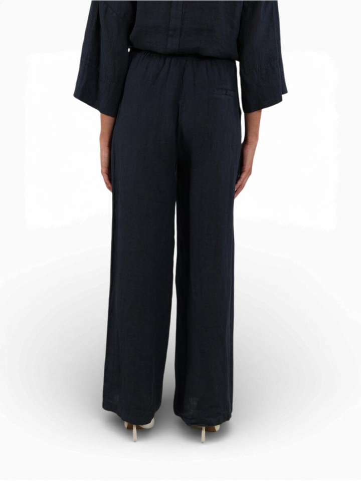 Blauwe linnen loose fit broek Kelly Nukus 