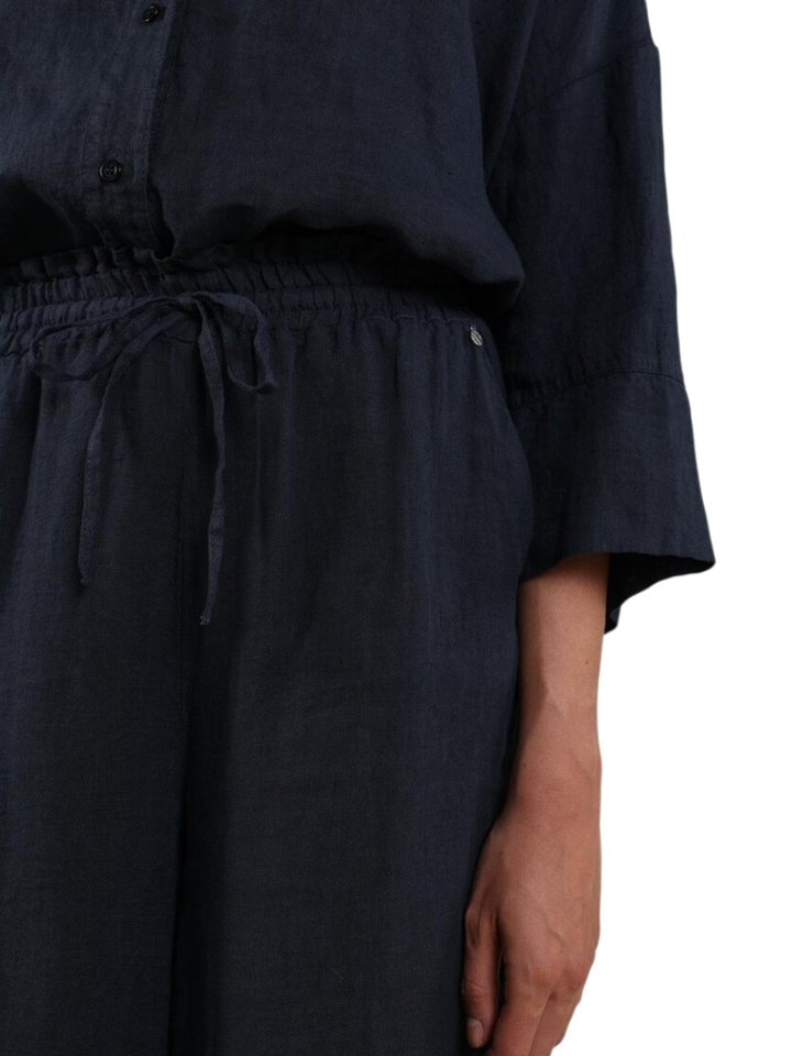 Blauwe linnen loose fit broek Kelly Nukus 