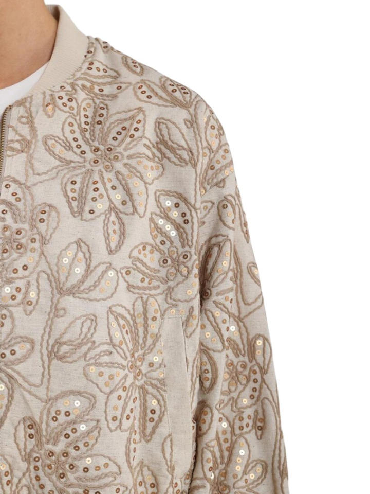 Ecru kleurige vest met bloemenprint Ginny Nukus