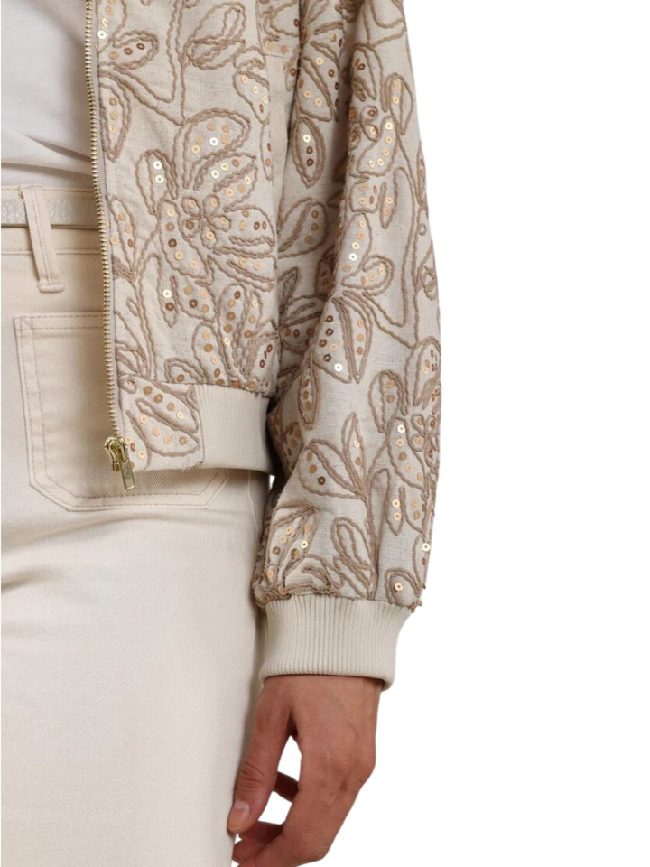 Ecru kleurige vest met bloemenprint Ginny Nukus