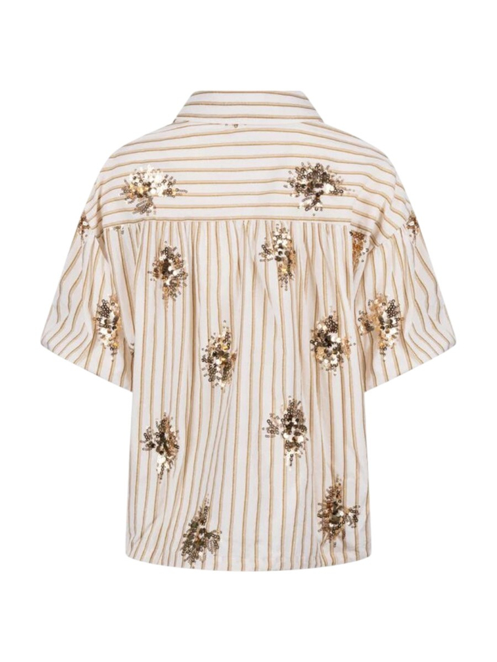 Gebroken wit blouse met strepen en pailletten Leia Nukus