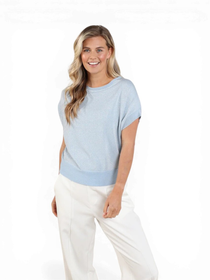 Lichtblauwe trui met glitterdraad Wies Nukus