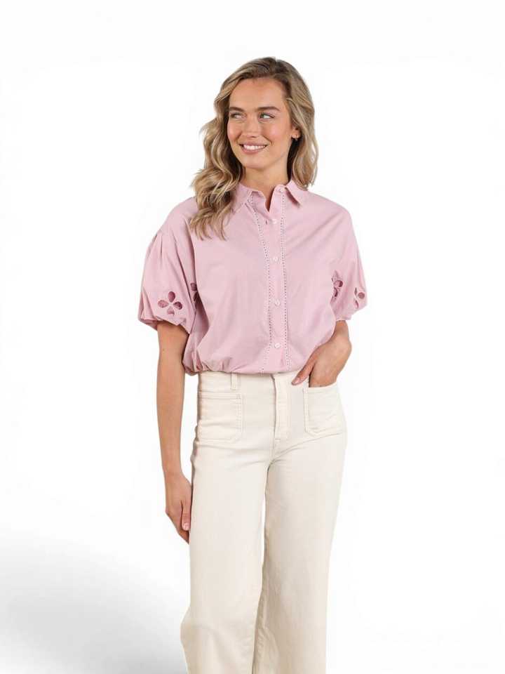 Roze katoenen blouse met detail Leia Nukus