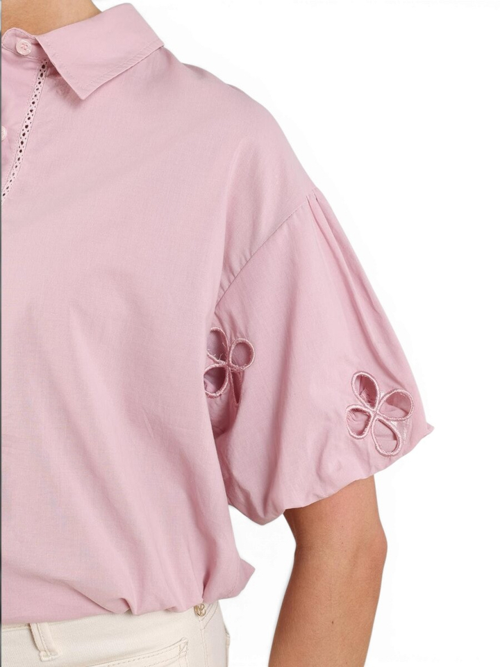Roze katoenen blouse met detail Leia Nukus