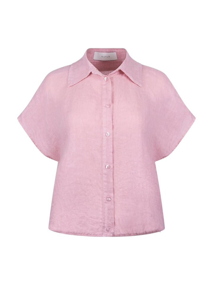 Roze linnen blouse met kraag Julietta Nukus