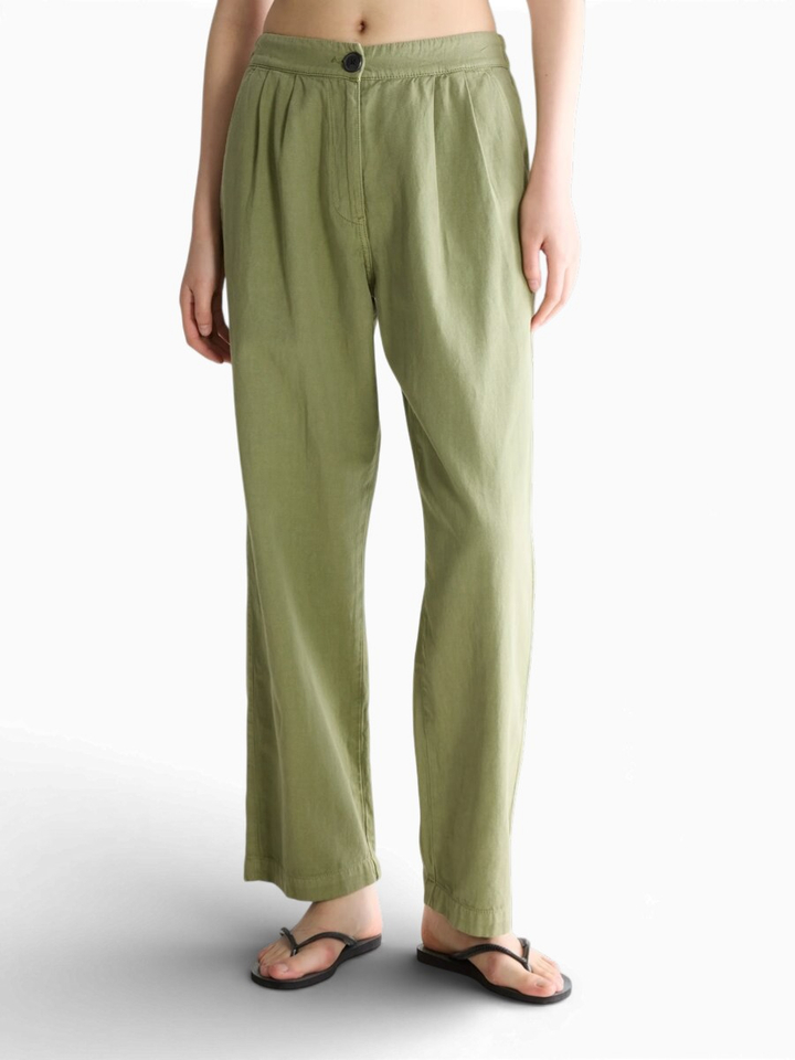 Kaki groene wijde broek met bandplooi Pillow Bellerose