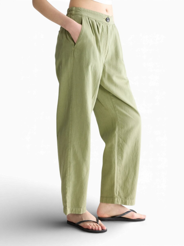 Kaki groene wijde broek met bandplooi Pillow Bellerose