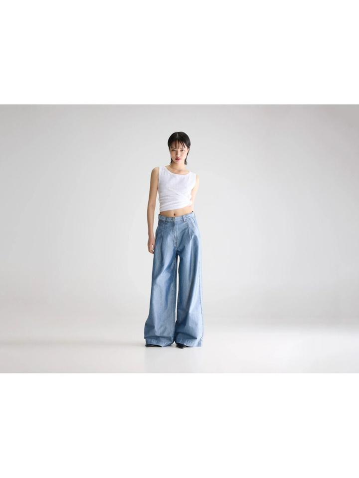 Blauwe wijde broek Bellerose