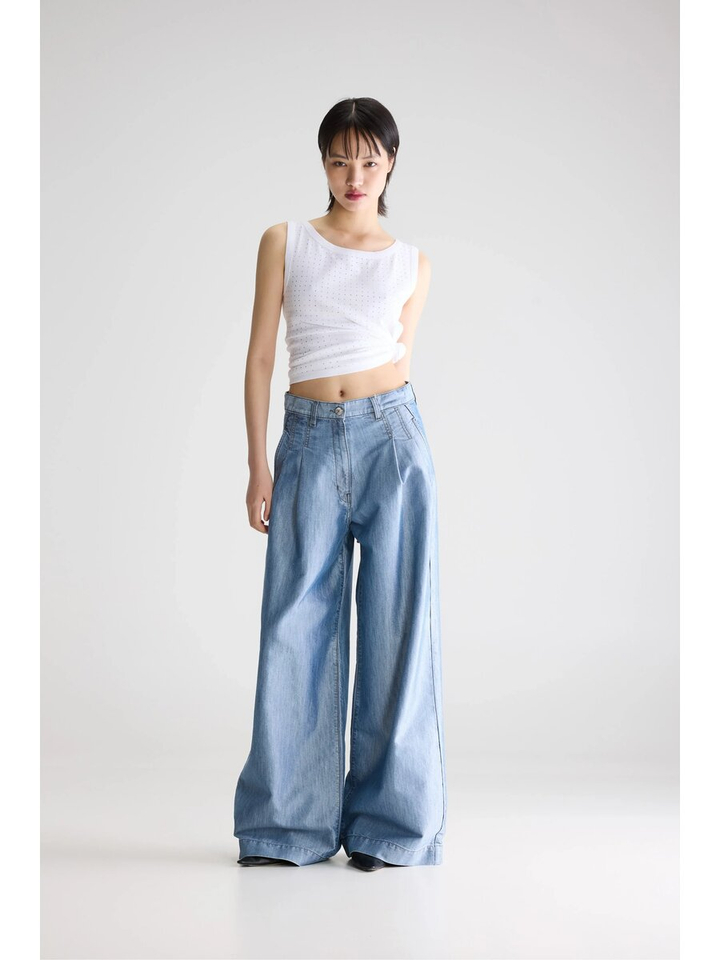 Blauwe wijde broek Bellerose