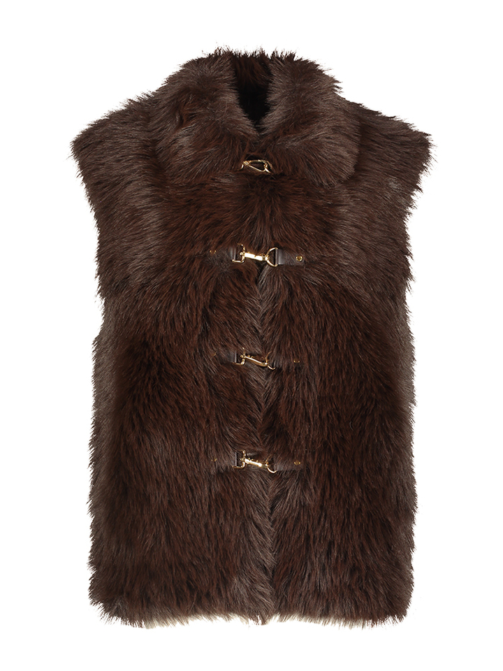 Bruine bodywarmer in imitatiebont Suedette Urbancode