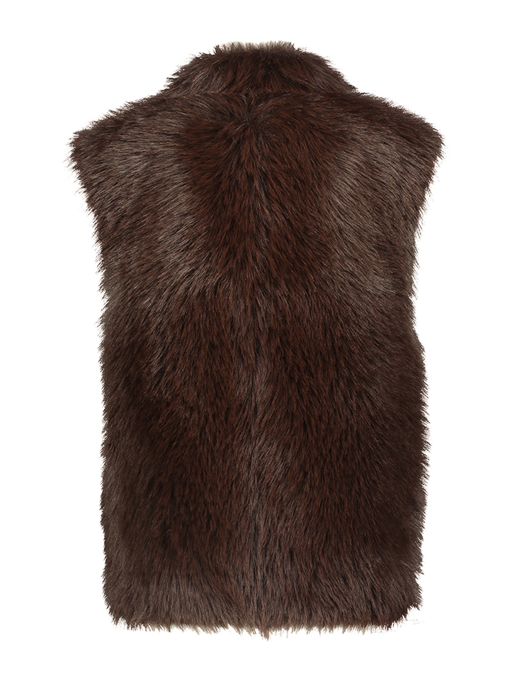 Bruine bodywarmer in imitatiebont Suedette Urbancode