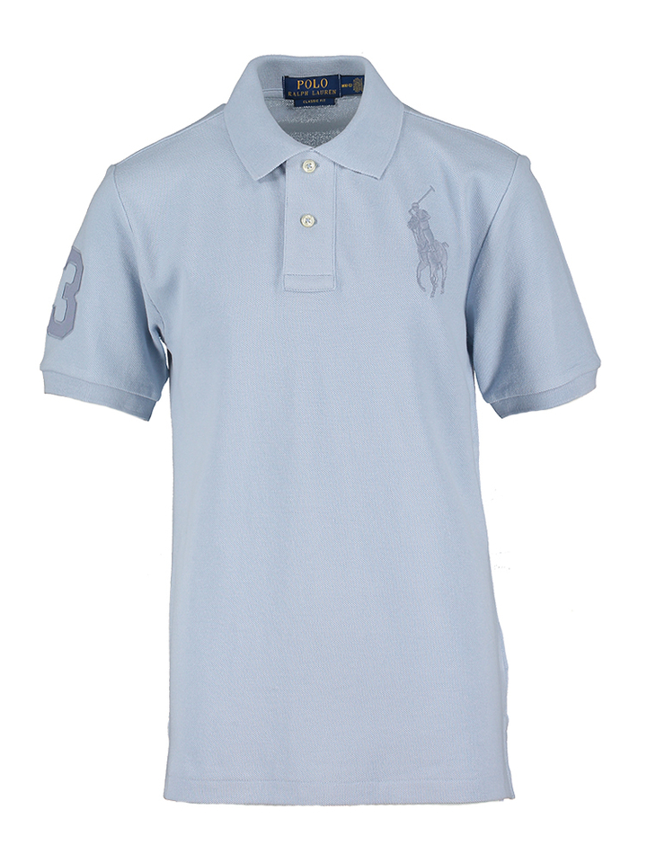 Blauwe polo met letter en logo detail Ralph Lauren