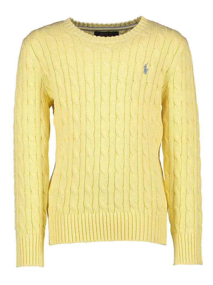 Gele trui met kabelmotief logo Ralp Lauren