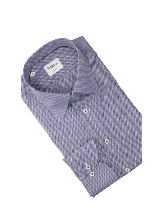 Blue dark check katoenen ( regular fit) met ruiten en lange mouwen Fakts