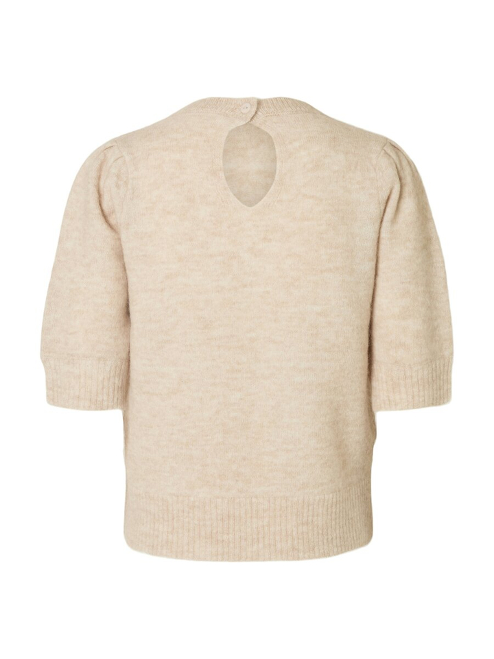 Beige pull met ronde hals en korte mouwen Selected 