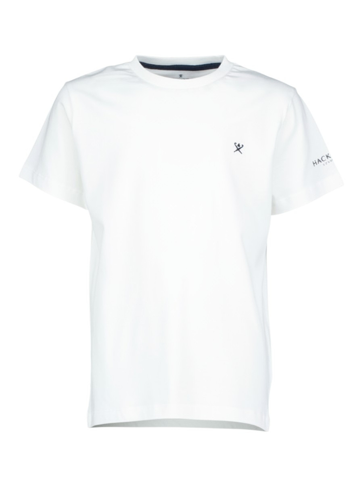 Witte t-shirt met donkerblauw logo Hackett