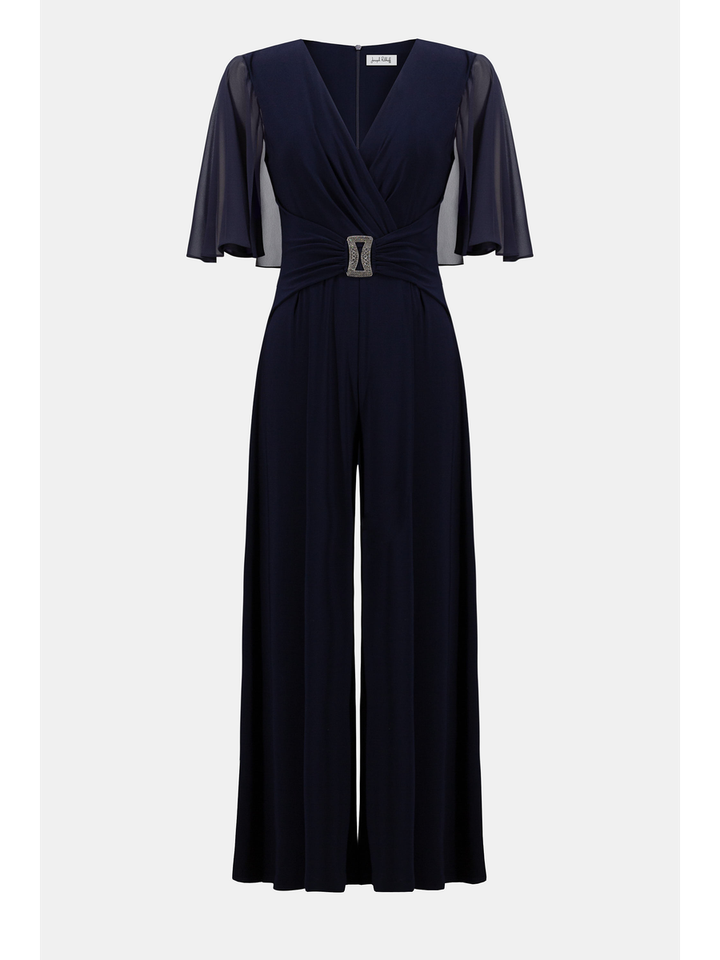 Donkerblauwe jumpsuit met v-hals en detail in de hals Joseph Ribkoff