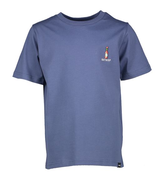 Blauw t-shirt met fles logo Antwrp