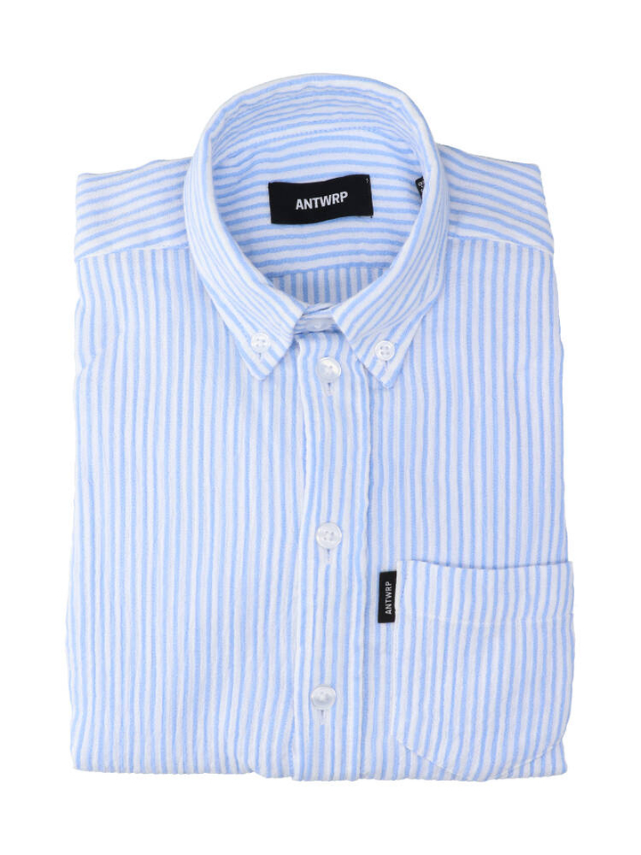 Wit katoenen hemd met blauwe strepen Antwrp