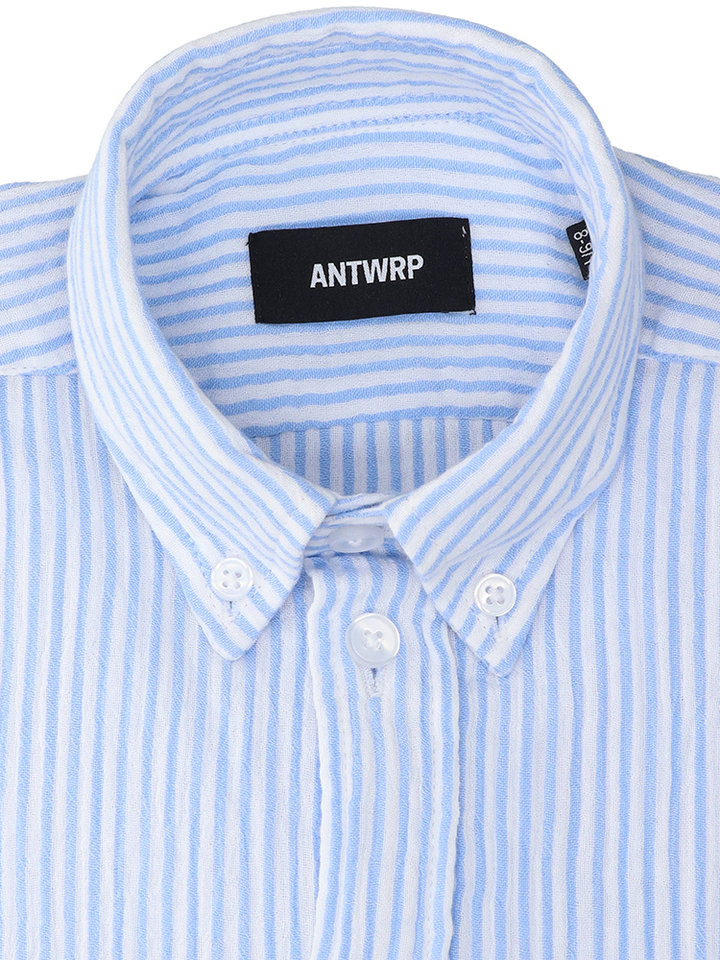 Wit katoenen hemd met blauwe strepen Antwrp