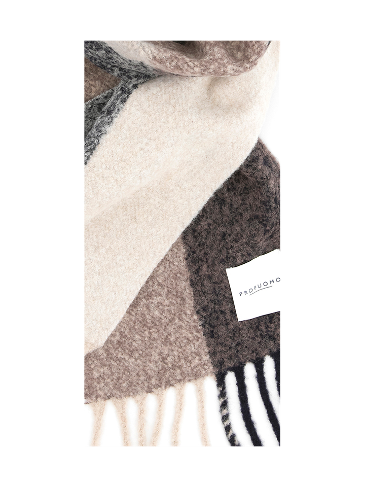 Blauw beige wollen sjaal Profuomo Michaelis