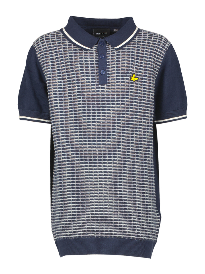 Donkerblauwe katoenen polo met wit accent Lyle&Scott 