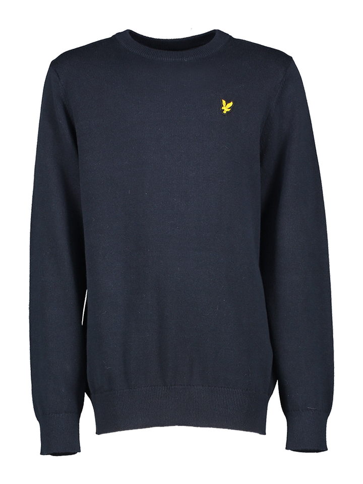 Donkrtblauwe katoenen trui logo Lyle & Scott
