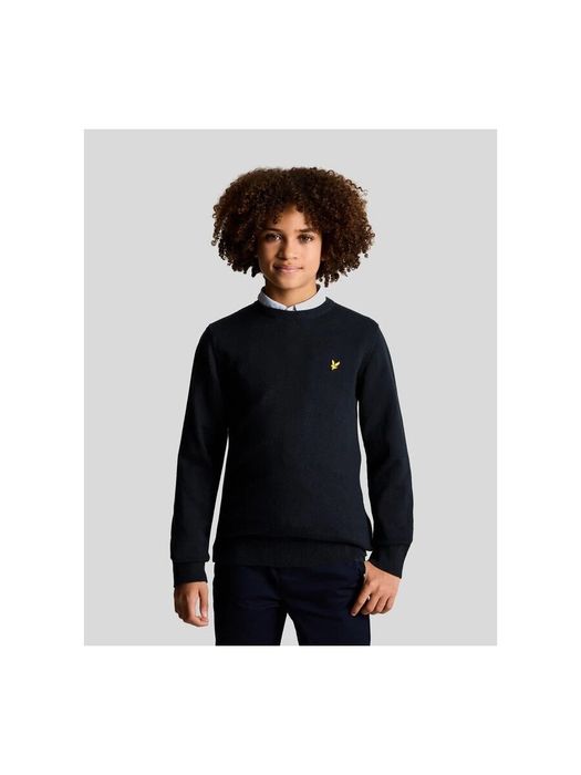 Donkrtblauwe katoenen trui logo Lyle & Scott