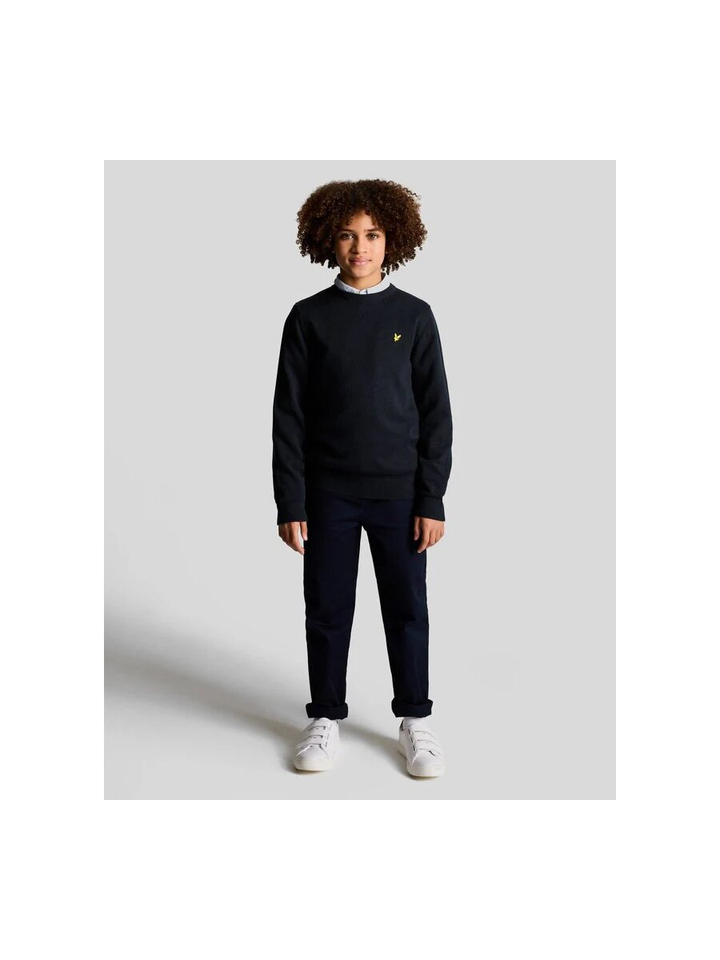 Donkrtblauwe katoenen trui logo Lyle & Scott